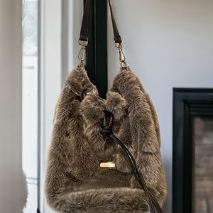 Italian Artisan Grey Faux Fur Backpack/Handbag by Teresa Cambi